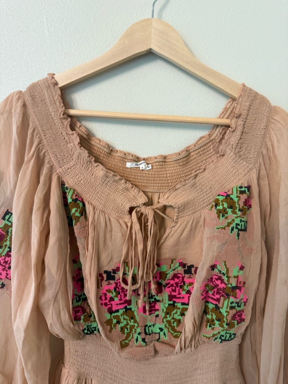 Tularosa Calista Embroidered Mini Dress Off Shoulder Floral Size S - Picture 5 of 11